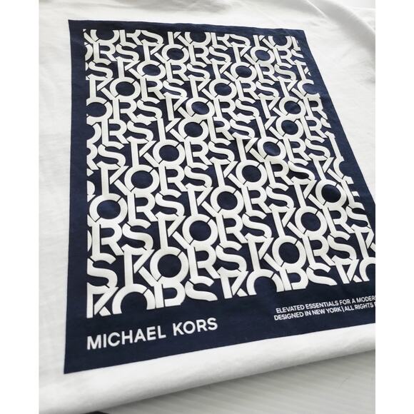 NWT Michael Kors Men's Graphic Block Logo Cotton White Designer Tee 2XL - Picture 3 of 6